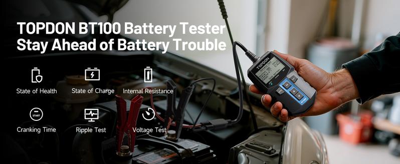 TOPDON AD500 OBD2 Scanner Car Code Reader Scan Tool, Engine ABS SRS Transmission Diagnostics Tool with Free TOPDON BT100 Car Battery Tester 12V Load Tester