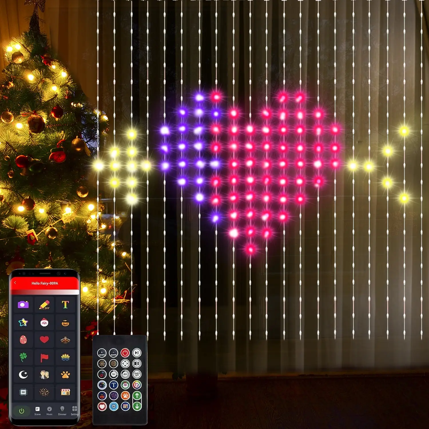 Smart LED Curtain Lights, Color Changing Wall Lights, Dynamic DIY Curtain String Lights for Bedroom Living Room Backdrop Decor Christmas Halloween Parties, 400 RGB LEDs, Vibrant RGB Lighting, Led Lighted