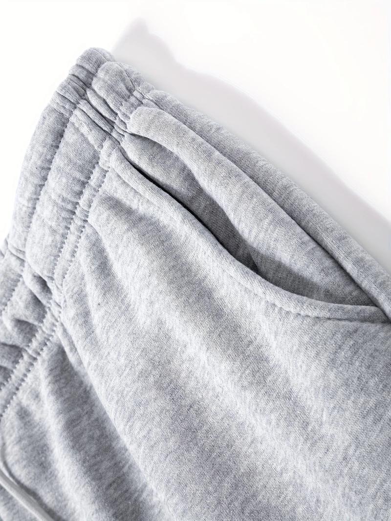 Men's Complete Outfit - Stylish Hooded Sweatshirt & Joggers Set with BLACK Print Gray Casual Streetwear Long Pants Matching Hoodie Perfect for Fall Winter Cozy Clothing Sporty Look Non Stretch Fabric