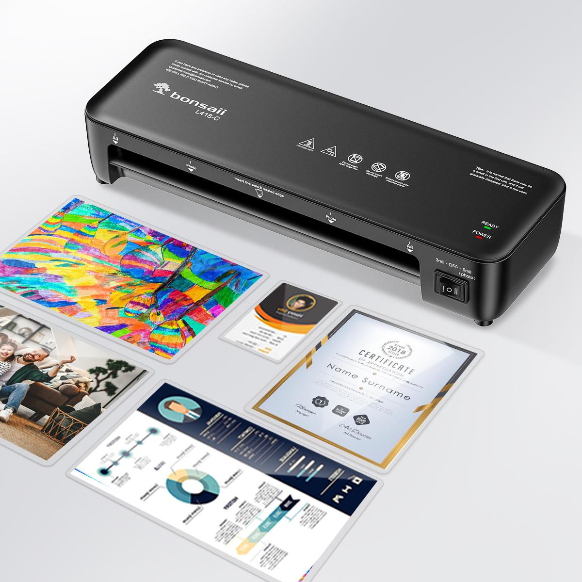 Laminator, 9 Inch 4 in-1 Thermal Laminator Machine Never Jam Technology with 40 Laminting Sheets, Paper Cutter, Corner Rounder for Home Office School Business