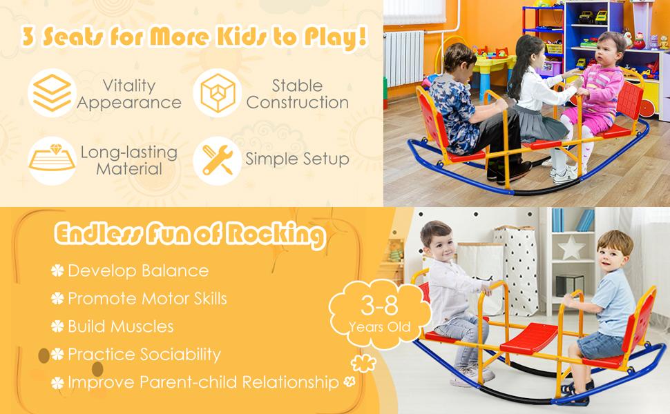 Costzon Seesaw Teeter Totter, 2 in 1 Metal Rocking Seesaw for Toddlers with Easy-Grip Handles, Indoor Outdoor Toy Gifts for Ages 3-8 Costzon Seesaw Teeter Totter, 2 in 1 Metal Rocking Seesaw for Toddlers with Easy-Grip Handles, Indoor Outdoor Toy Gifts for Ages 3-8