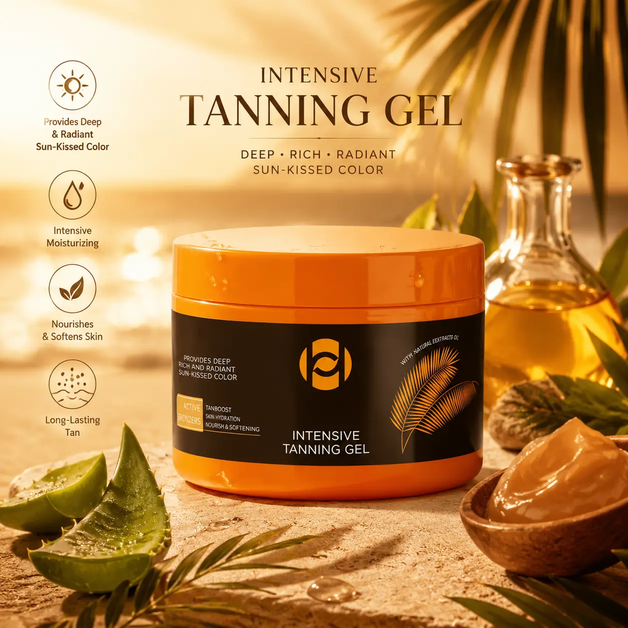 Tanning Accelerator Gel Tanning Products - Body Care Moisturizer with Hyaluronic Acid, Lightweight Formula, 150g to Moisturizes & Deliver Fast Deep Tan, Sun-Kissed Radiant Bronze Glow, Natural Tan Booster