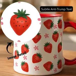 FDT Hidden Message Coffee Mug, Funny Meme FDT Trending Mug, Hidden Funny Message Mug Political Activism, Resist Fascism Strawberry Mug For Fans