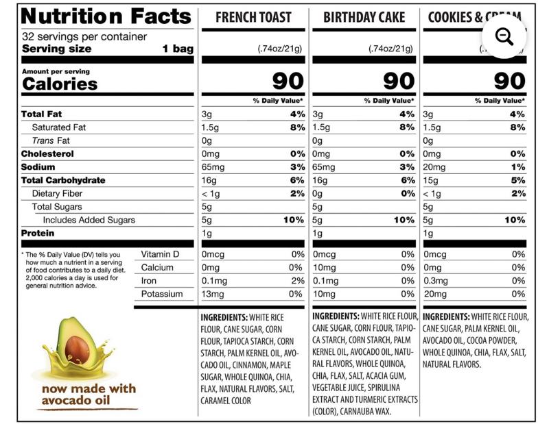 Mini Rice Cakes Variety Pack 0.74 oz 32 pk Made with Avocado Oil Only 90 Calories per 31 Pieces