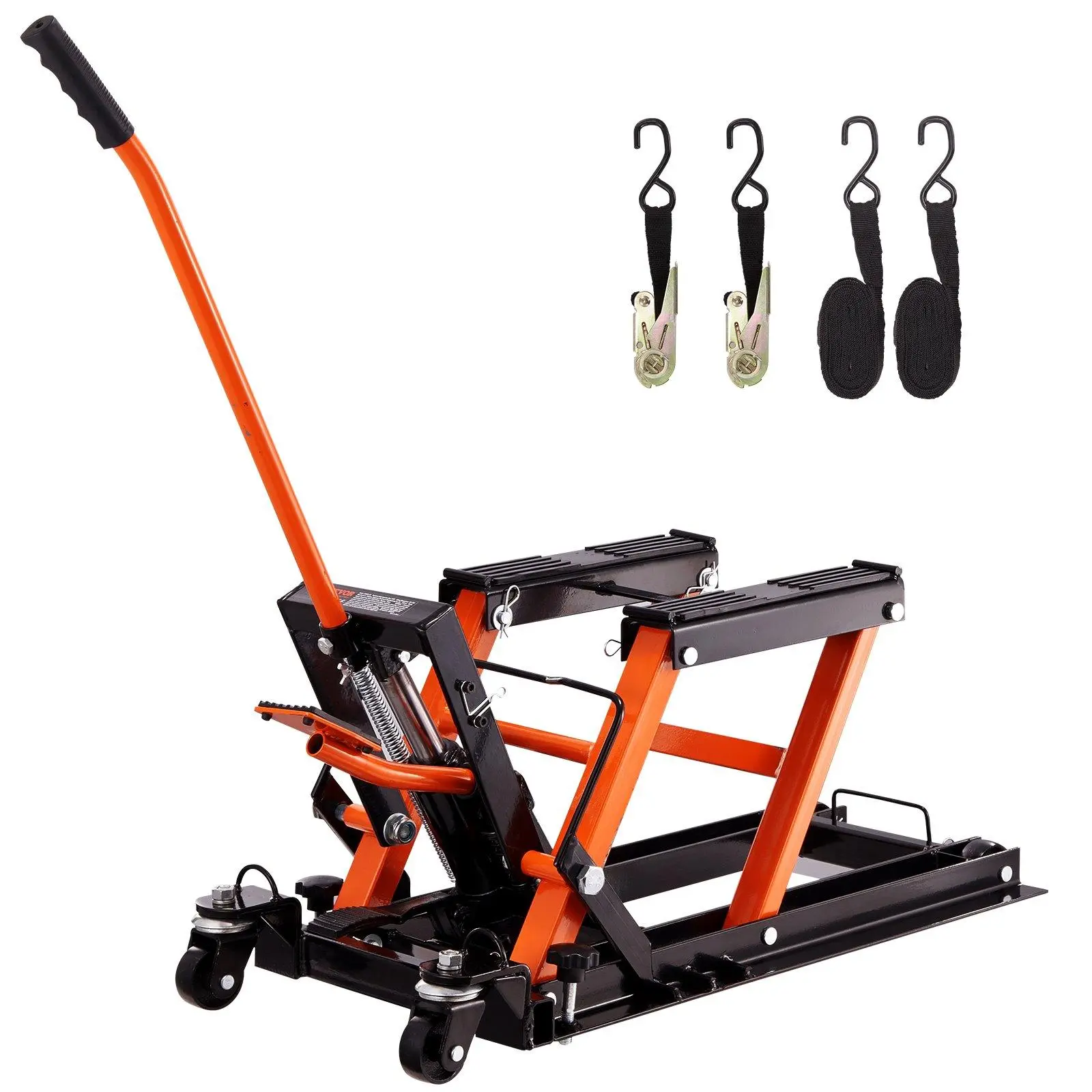 【DealsForYouDays】VEVOR Hydraulic Motorcycle Jack Stand, 1500 LBS ATV Scissor Lift Jack, 4.7"-15" Scissor Lift Jack Stand with 4 Wheels, Hydraulic Foot-Operated Hoist Stand for Motorcycle ATV UTV Powersports