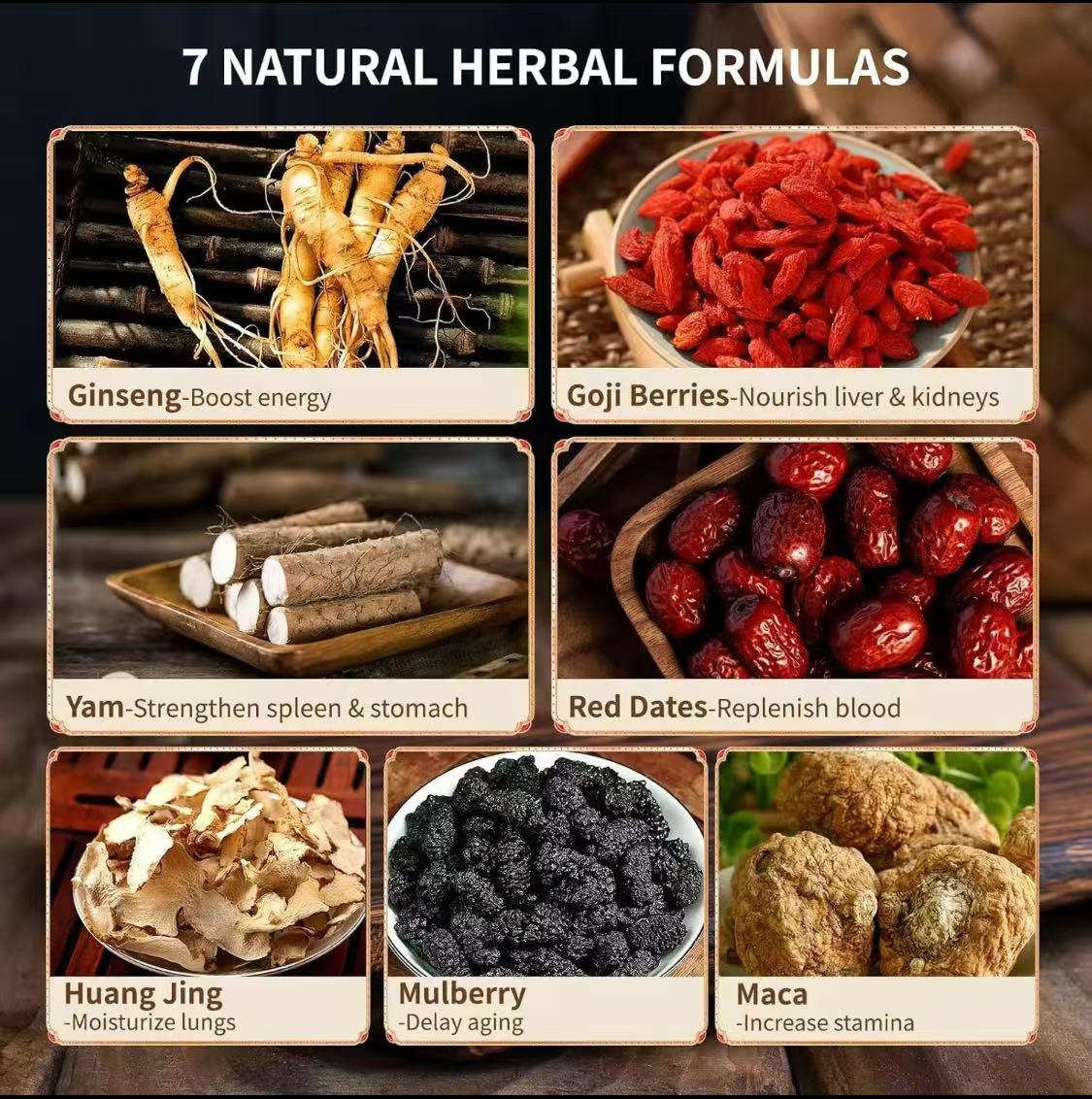 Ginseng Eight Treasure Tea CombinationScented Tea RedDate Wolfberry Tea Men's Tea HealthTea Mulberry Herbal Formula Health Tea Kidney Tea Formula