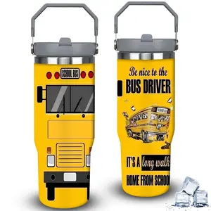1pc 30oz School Bus Driver Kindness Tumbler with Lid, Insulated Travel Mug, Gift for Women Men, Ideal for Halloween, Independence Day, Memorial Birthday Gift, Coffee Cup, weird stuff