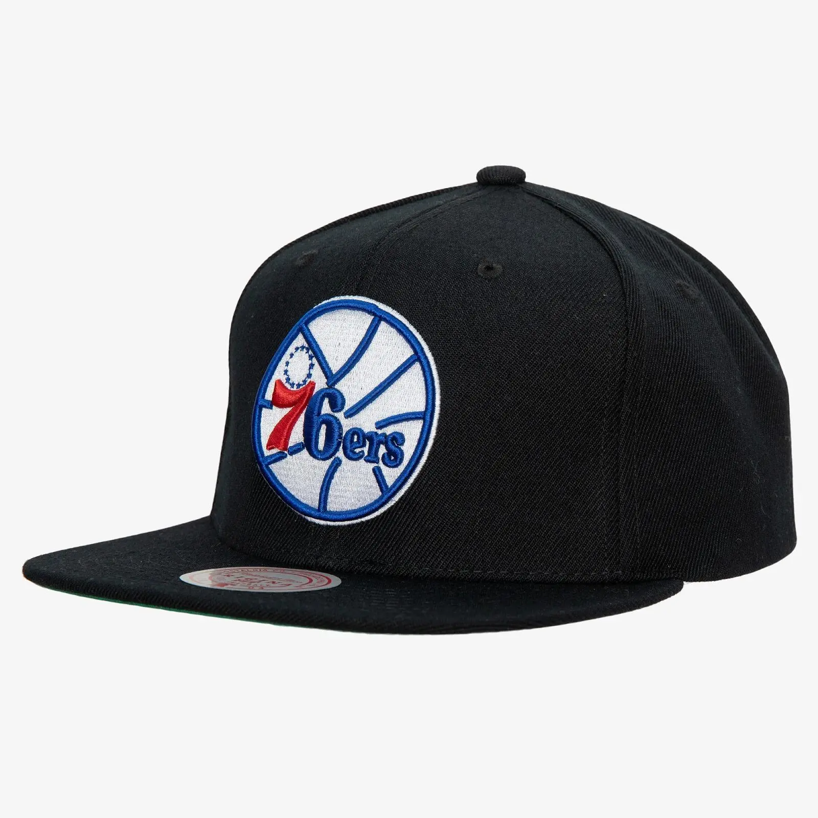 Philadelphia 76ers Black Hardwood Classics Top Spot Snapback Hat NBA Throwback Cap Adjustable Fan Gear Mitchell & Ness