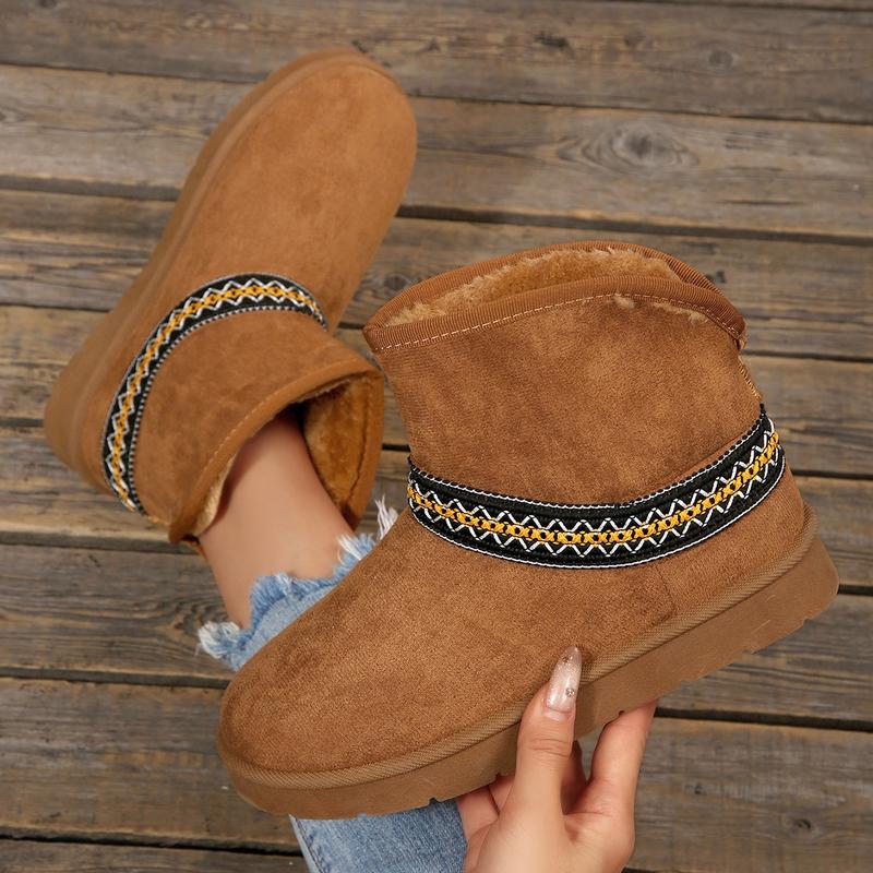 Mysoft Women's Faux Lambswool Bohemian Style Snow Boots, Winter Warm Fur Shoe, Womensfashion Footwear, Comfortable Walking Boots for Women, Ideal Valentine's Day Gift