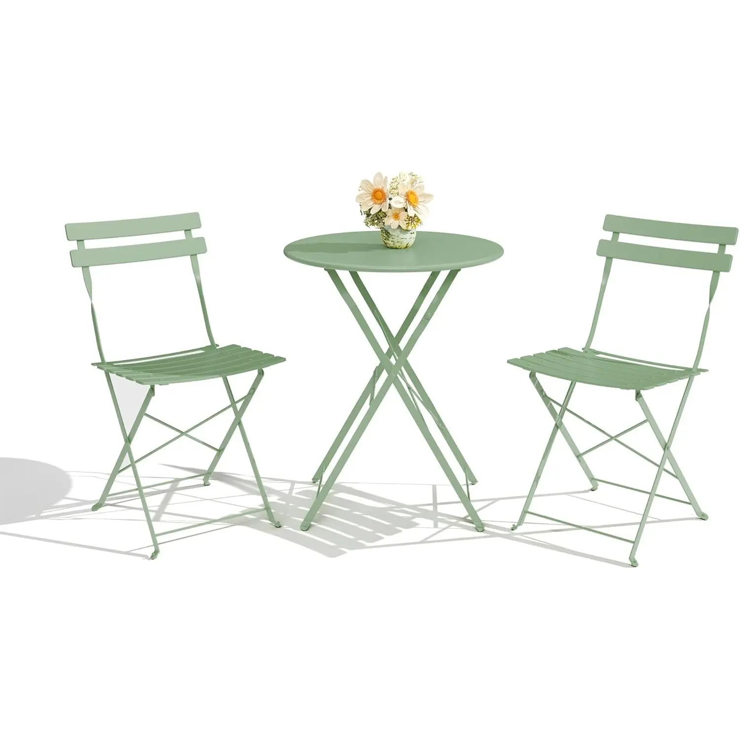 GAOMON 3-Piece Bistro Set - Premium Steel Frame Portable Folding Table, 2 Folding Chairs, All-Weather Outdoor Furniture Sets for Balcony, Porch Styling, Outdoor Seating Solutions, Modern Outdoor Furniture Sets