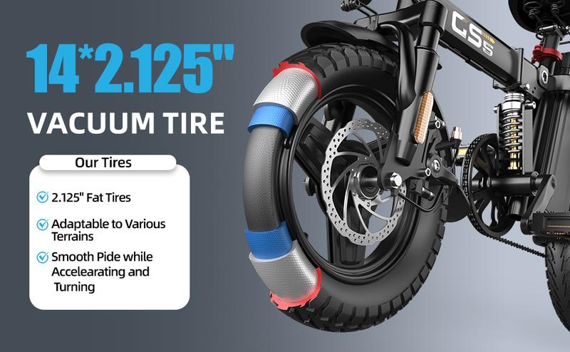 【VoltX】740W Lightweight Double Motor Electric Bike for Adults,20MPH,48V15A Removable Battery,40-45Miles Range,11 shock absorption,Dual-seat design Foldable Double-Suspension  14" Fat Tires 300 Lbs Load for Commuting & All-Terrain Riding，Free accessories