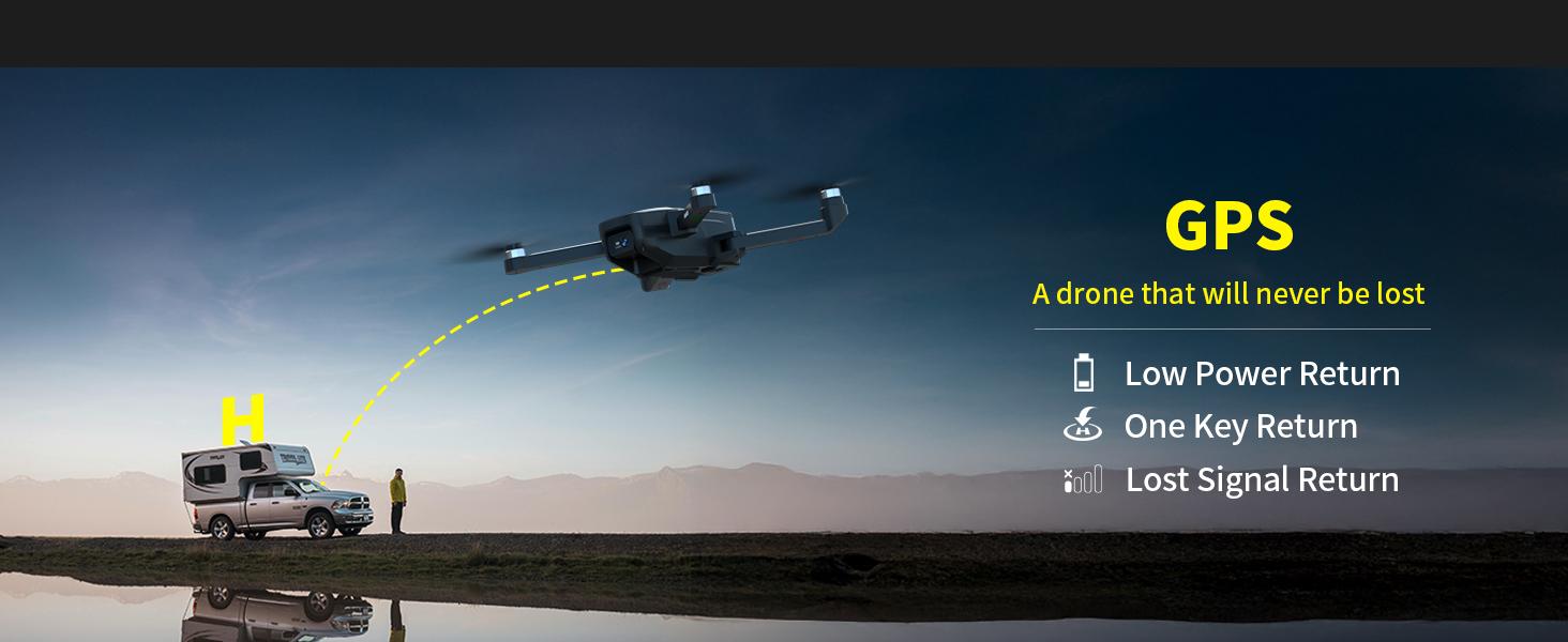 Karuisrc K600GPS 5G Drone with One-Touch Takeoff Function 3 Batteries Optical Flow Positioning Long Battery Life Screen Remote Controller Grey Quadcopter