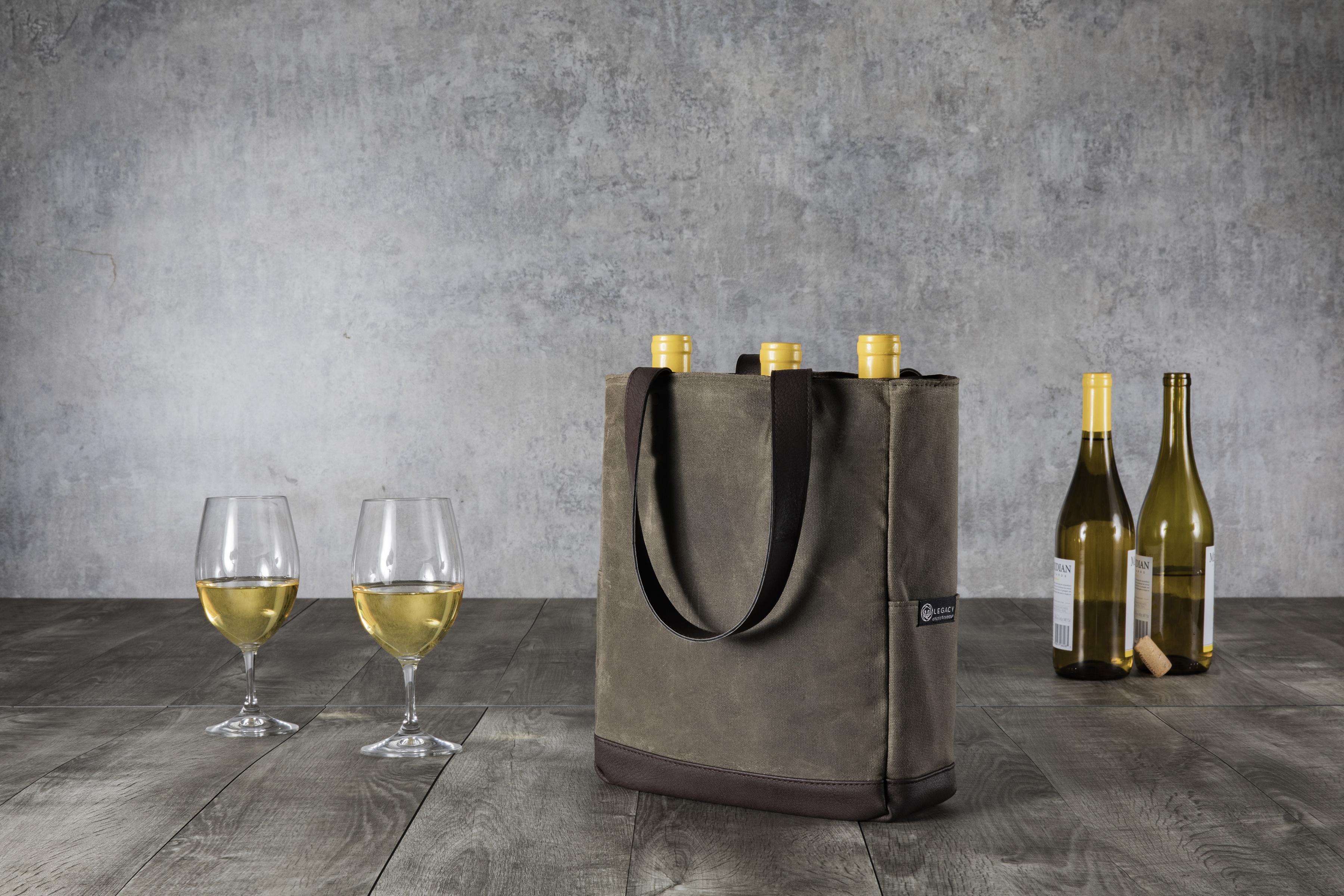 3 Bottle Insulated Wine Cooler Bag, (Khaki Green with Beige Accents)