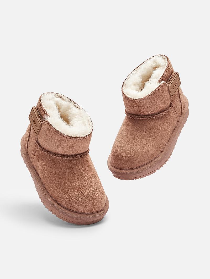 Balabala Kids Winter Snow Boots Warm Fleece-Lined Waterproof Easy On & Off Short Boots with Anti-Slip Sole & Triple-Layer Insulation