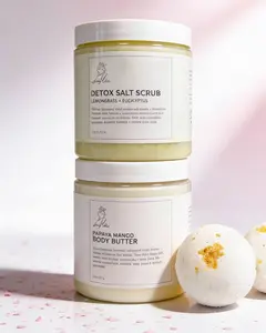 Detox Sea Salt Scrub & Papaya Mango Body Butter Gift Set l 8 oz ea
