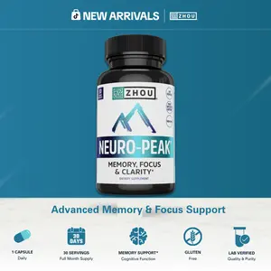 Zhou Neuro-Peak Nootropic Capsules for Men and Women – Bacopa, Ginkgo Biloba & Rhodiola Supplement for Memory, Focus & Mental Clarity