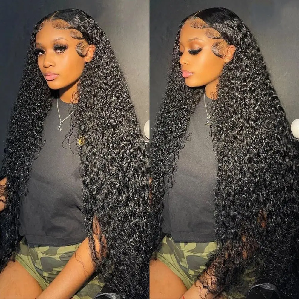 Bling Hair Human Hair Wig Deep Wave 13x4 13x6 Transparent HD Lace Frontal Wig for Women Pre Plucked Brazilian 4x4 Lace Closure Wig Curly 30 Inches 180% Natural Hairline #TikTokShopBackToSchool #SoHoChic
