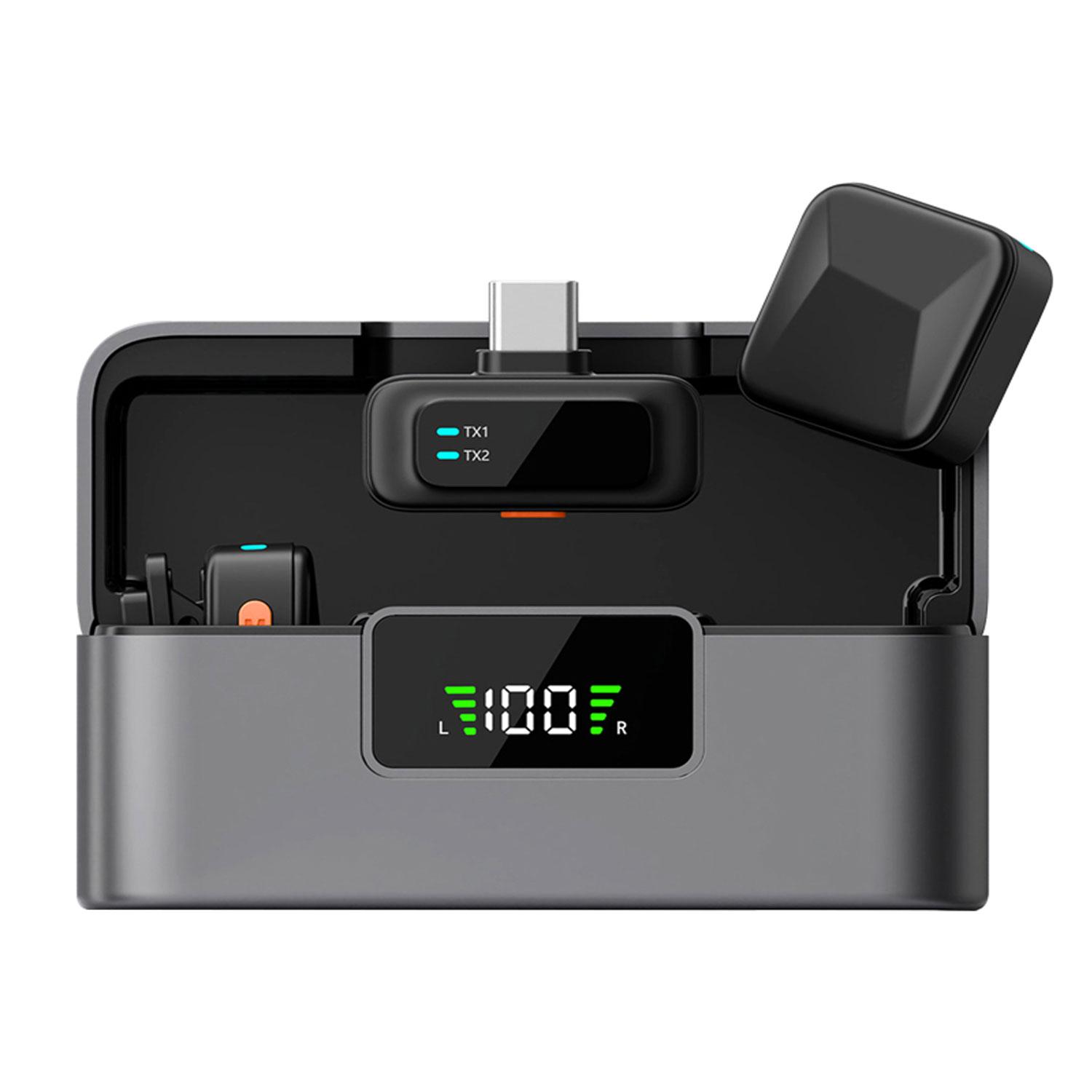 HITOZON Wireless Lavalier Microphone for iPhone Android With Charging Case Intelligent Noise Cancelling Plug Play Lapel Mic for Tiktok Youtube Video Recording Vlog Live Streaming