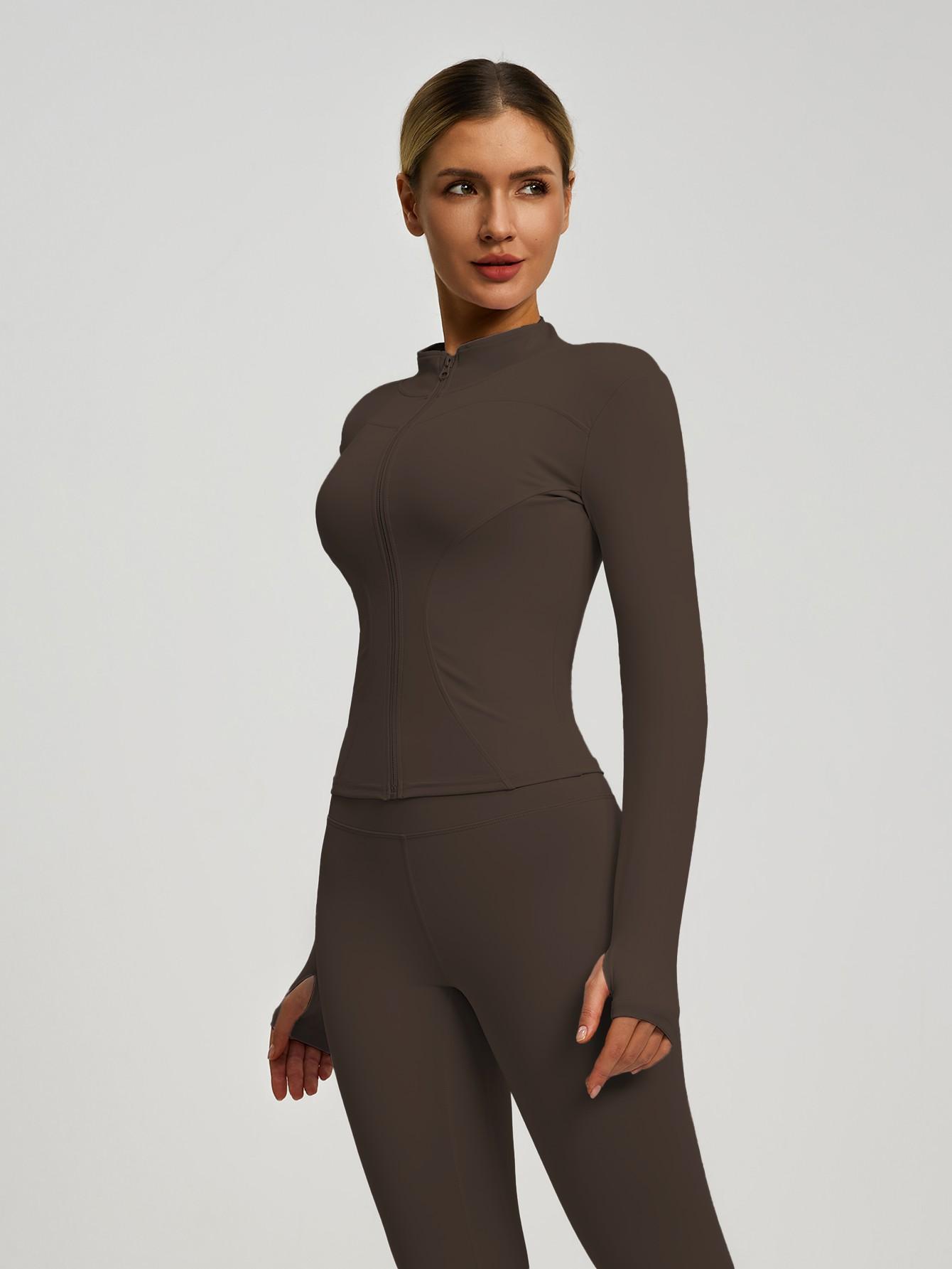 New Women's Yoga Sport Breathable Jacket, Leisure Comfort Quick-Drying Long-Sleeve Jacket with Zipper and Slim Fit Pants, Suitable for Yoga, Gym Training, Running and Daily Wear, Available in Multiple Colors