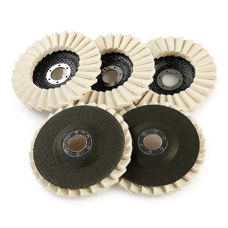 LOZLIN 5-Inch Wool Polishing Wheels (1PCS/3PCS 3-Wheel Set Option) for Angle Grinders - Fiberglass Back, Balanced Smooth, Durable Efficient, Heat-Dissipating - Final Step for High Gloss Mirror Finish on Metal/Glass,toolupgrade