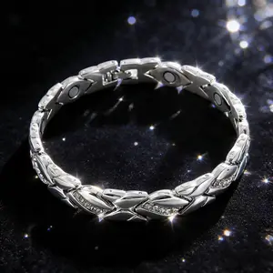 Women's leaf bracelet, pure copper magnetic bracelet with diamonds, 3500 gauss effective magnet, outdoor fun