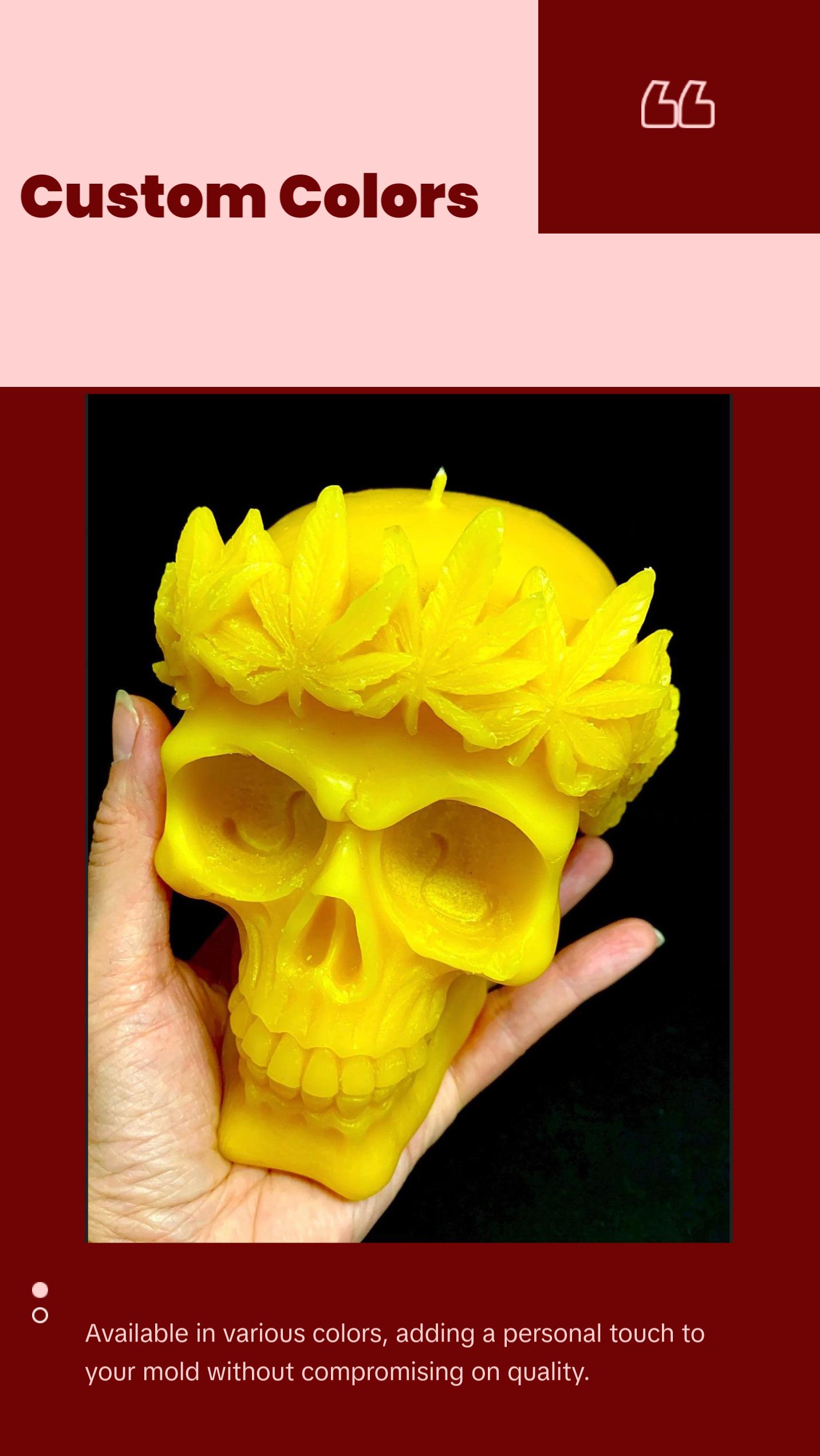 3D Silicone skull Mold - skull candle soap resin mold - skull with marijuana leaf - halloween mold 3D Silicone skull Mold - skull candle soap resin mold - skull with marijuana leaf - halloween mold