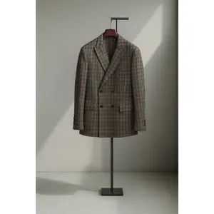 Double-Breasted Plaid Blazer Jacket Grey 38 US (48 IT)