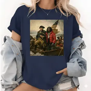 Chief K x Washington Shirt  Crossing The Delaware Shirt, Viral Historical Parody Graphic Tee, American History Inspired Meme Shirt  Funny Internet Culture Tee  Vintage Humor Shirt For Men Women
