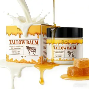 Beef Tallow  Tallow Balm -Premium Tallow Honey Skin Balm | Grass Fed Beef Tallow & Raw Wild Honey Blend All Natural Moisturizer for Face & Body,Tallow Balm for Skin Hydration 60g