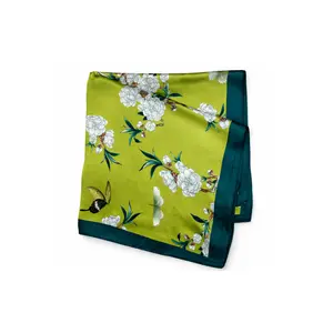 BUTTERFLY & FLOWER PRINT SQUARE SCARF