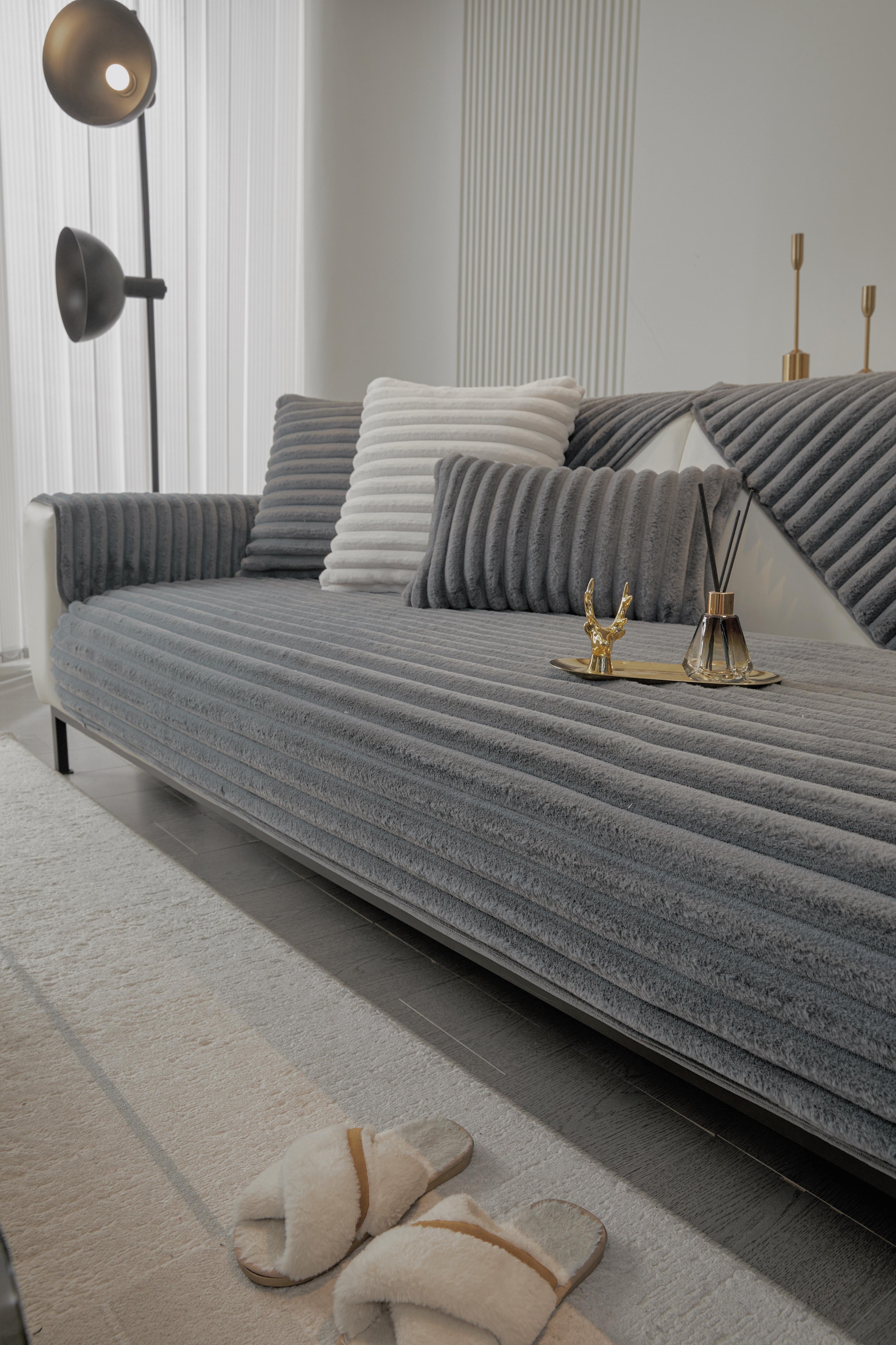 【SlumberHome】Pure Color Sofa Cover, Anti-Slip Sofa Protector, Soft Comfortable Sofa Pillow Case, Decorative Room Accessory for Living Room, Reusable Home Furniture Protection Durable Cushions couch cover for sofa