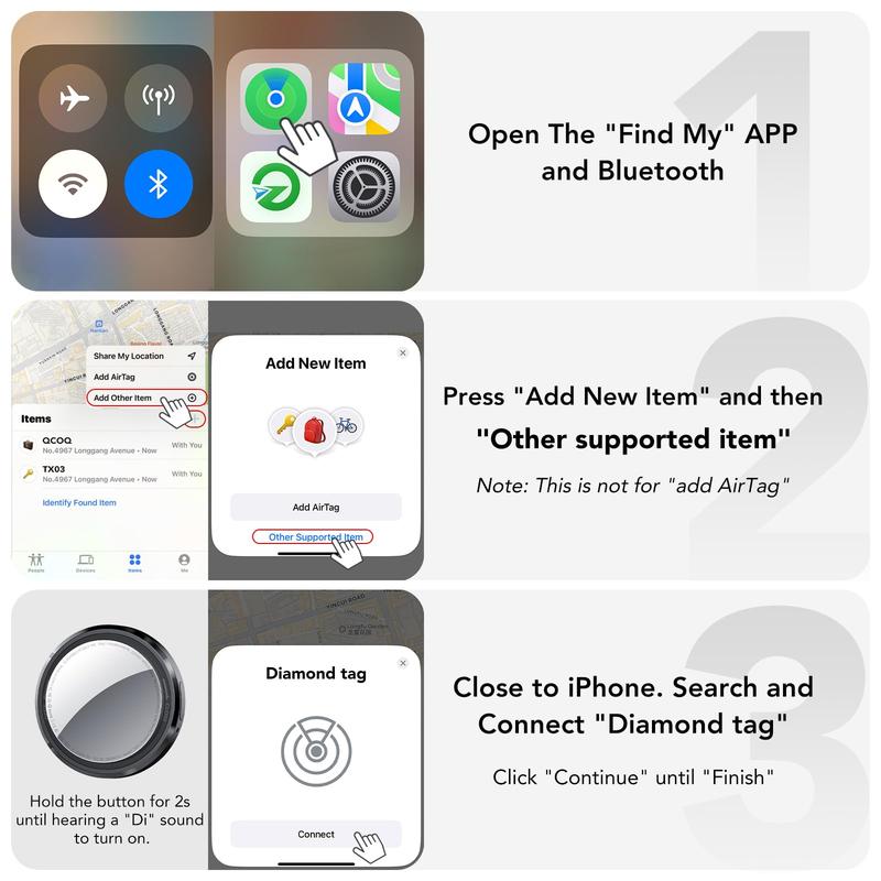 [Valentine's Day] Tukio Tx03 GPS Tracker (iOS Only) for Cars & Pets -Mini Clear Design, Weatherproof Case, Anti-Lost Device, Works with Apple Find My (iOS Only), No Monthly Fees, IP67 Waterproof, Replaceable Battery Remote Bluetooth Protection