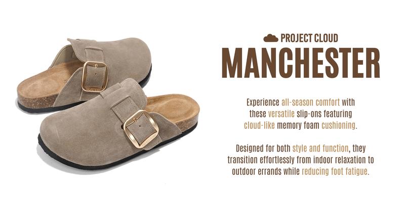 Project Cloud Women's | Genuine Leather Clogs | Memory Foam | Lightweight | Non-Slip - Manchester