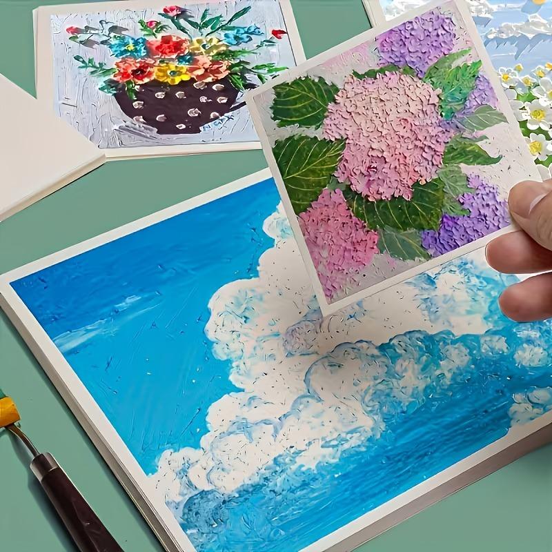 150 high-quality square canvas papers, suitable for artists - perfect for oil painting and pastel painting, ideal for creating dynamic abstract artworks. They are bound in loose pages. [Free one roll of 20 meters of detachable artist masking tape]