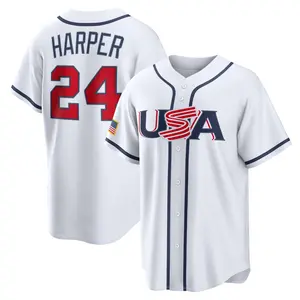 Bryce 24 Harper USA Baseball Jersey White - Classic Fit Fan Apparel & Gear