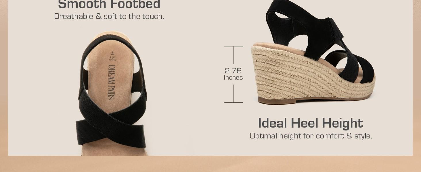 Dream Pairs Women's Elastic Ankle Strap Espadrille Wedge Sandals