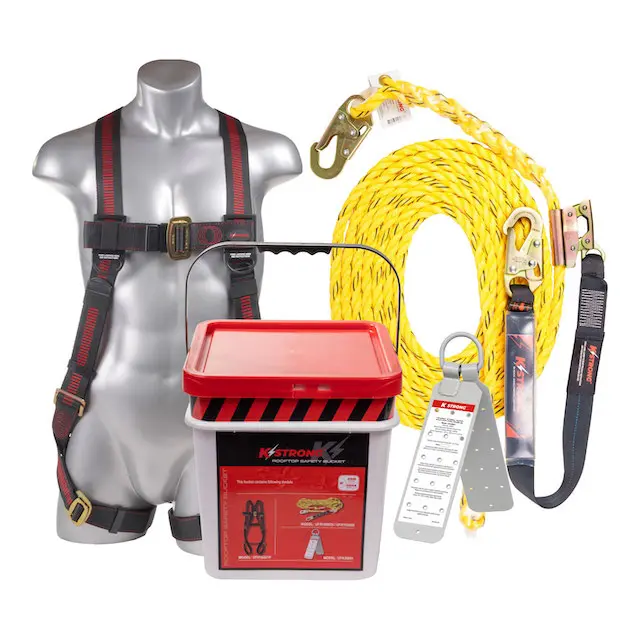 KStrong Roofers Kit with Harness, Rope Grab Assembly, Roof Anchor
