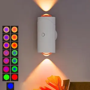 Smart Motion Sensor Light , RGB Gradient Dimmable Wall Lamp, USB Rechargeable Indoor Ambient Lighting, Magnetic Step Lamp for Entryway, Bedside, Desk, Operated for Hallway Stairs Bedroom, Live streaming rooms, video shooting locations
