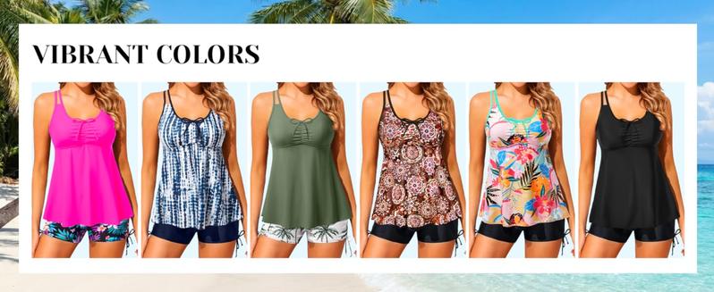 Tempt Me Women Tankini Swimsuits with Shorts - Two Piece Tummy Control Bathing Suit Flowy Swimwear with Boyshorts Tempt Me Women Tankini Swimsuits with Shorts - Two Piece Tummy Control Bathing Suit Flowy Swimwear with Boyshorts
