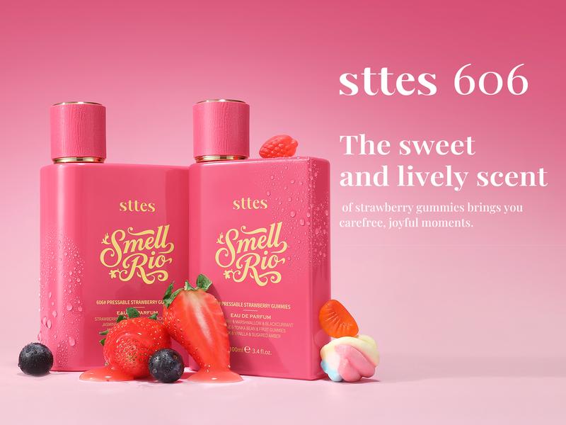 Sttes Perfume 606# (Pressable Strawberry Gummies) – Eau de Parfum 100ml (3.4 fl oz) – Strawberry, Cotton Candy, Fruit Gummies, Vanilla