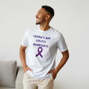 Crohn’s and Colitis Awareness Unisex T-Shirt | Purple Ribbon IBD Warrior Tee | Chronic Illness Support Top | Soft Breathable Graphic Tee