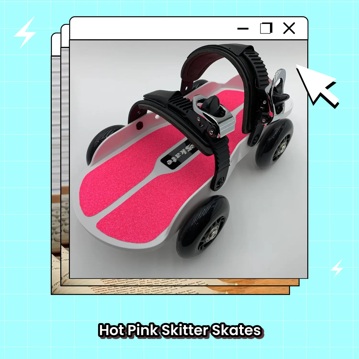 Hot Pink Strap-on Skitter Skate - Wearable Roller Skates for Shoes - Adjustable Unisex Street Skates for Indoor/Outdoor Skating