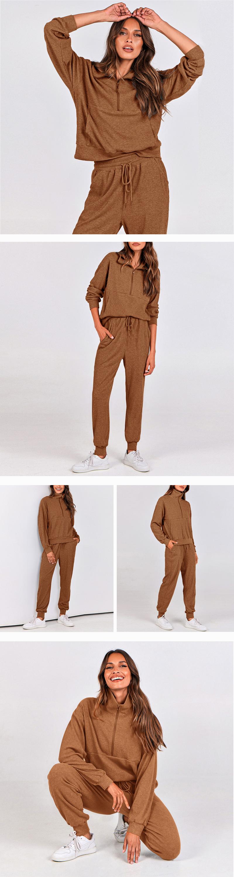 PRETTYGARDEN Women's 2-Piece Sweatpants Set Long Sleeve Half Zip Pullover Sweatshirt & Joggers Pants Comfy Outfits Soft Tracksuit for Yoga Gym Activewear with Front Pocket & Elastic Waistband - Sweatsuit Loose