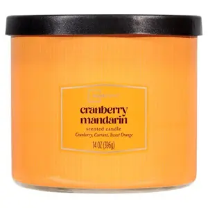 3-Wick Textured Wrapped Cranberry Mandarin Scented Candle, 14 oz, 65 h Burn time