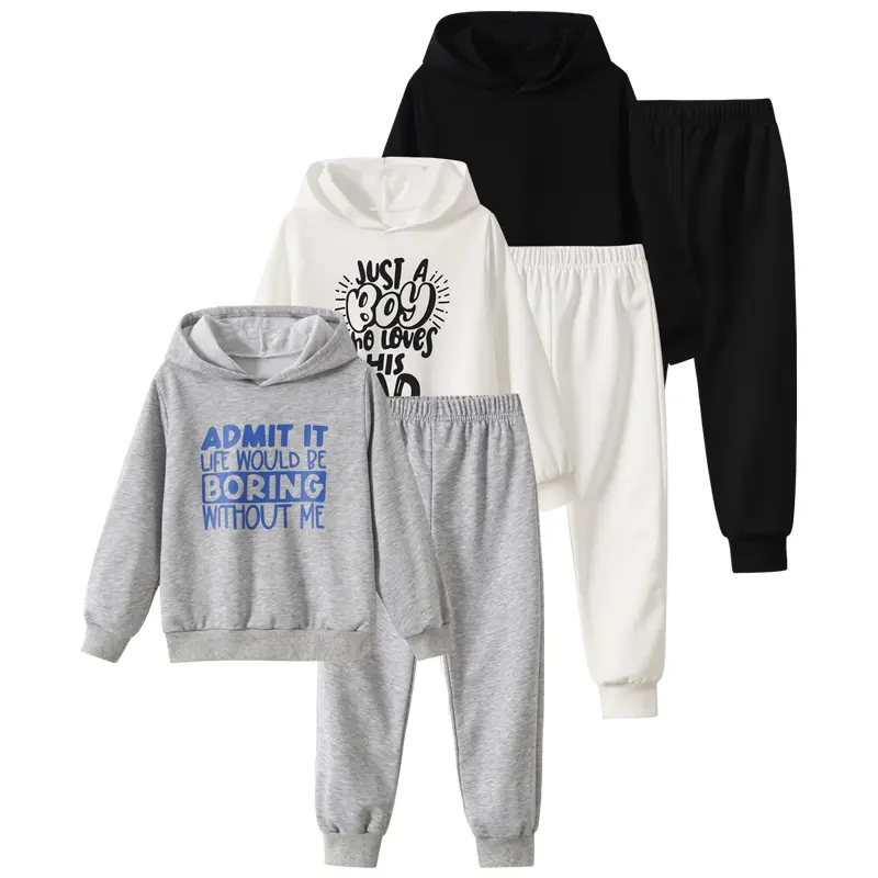 6-piece hooded fashion jacket for boys in autumn and winter elastic waist durable jogging pants 3-12 years old children letter printed long sleeve sweatshirt comfortable skin-friendly jogging pants toddler sports suit Casual Set Youth Kits
