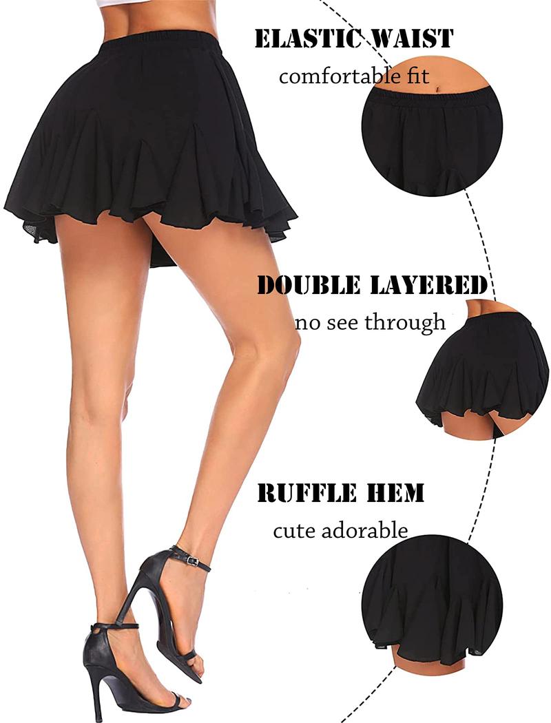 Avidlove Women's Pleated Skater Skirt Basic Casual High Waisted Ruffles Flared Mini Thin Lingerie Skirts 100% Polyester Christmas Skirt