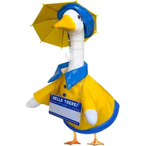 Goose Outfits Raincoat and Personalized Name Sign- Dress Up Your 23in Plastic or Concrete Goose Statue with Funny Costumes and Fall Outfit, Decor Duck Clothes for Outdoor Statues