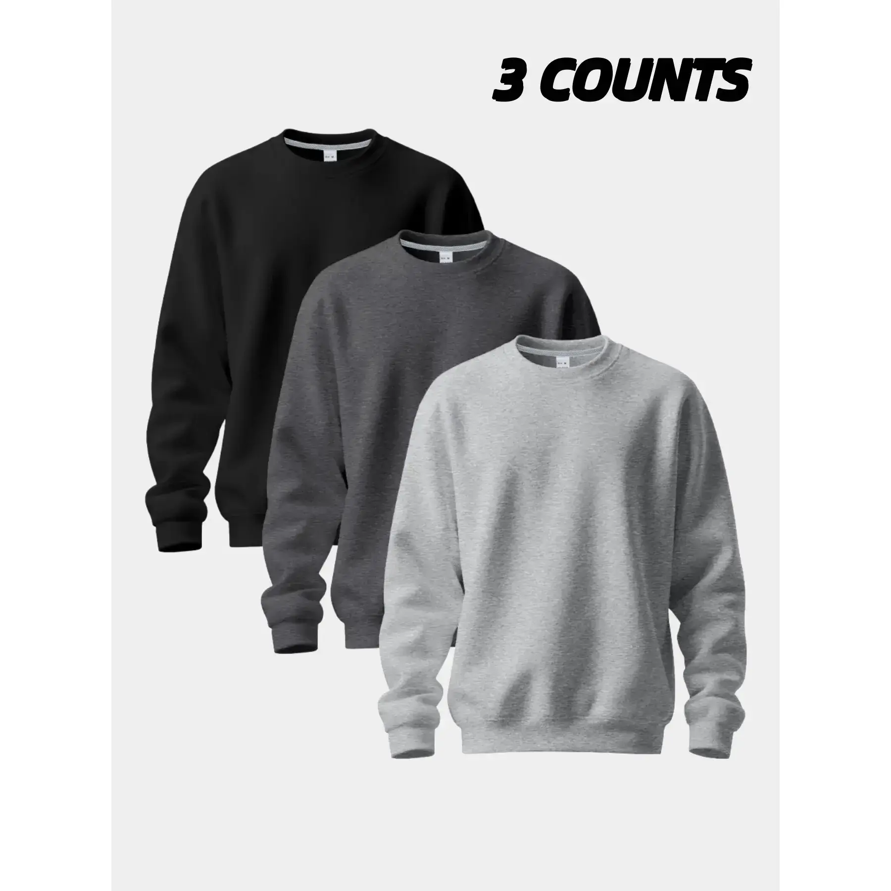 Men's 1 Pack Crew Neck Sweatshirts, Soft Fleece Casual Pullover Set, Classic Solid Color Long Sleeve Tops for Daily Wear, Workout & LayeringGift