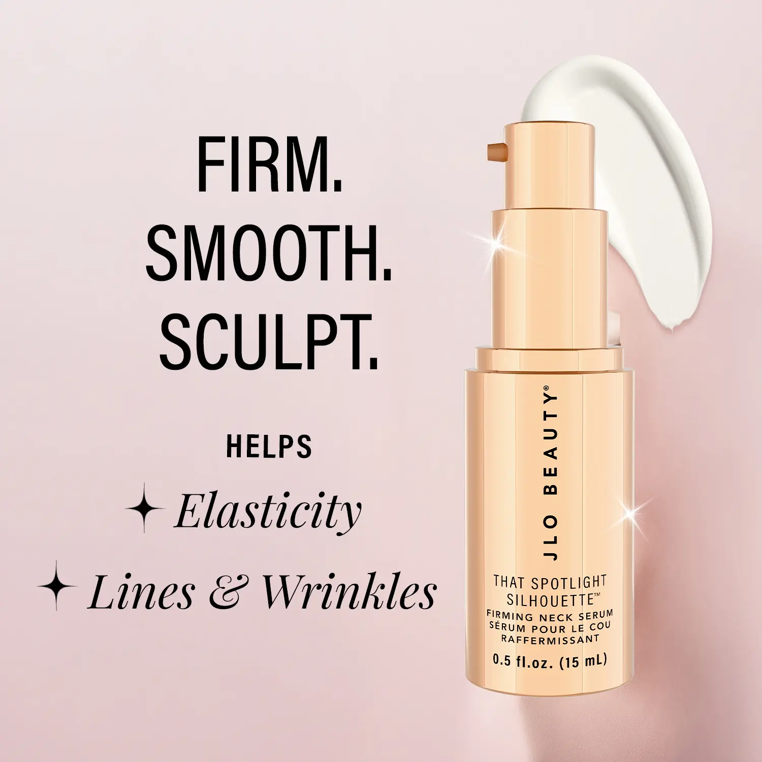 JLO BEAUTY That Spotlight Silhouette Firming Neck Serum, Hydrating Peptide Moisturizer for Lifting and Smoothing, Lightweight Essence for All Skin Types, Peptides, Luxury, Selfcare, Advanced Hydrating Serums & Essences, Smooth Skin Routine, Neck Care, Plu