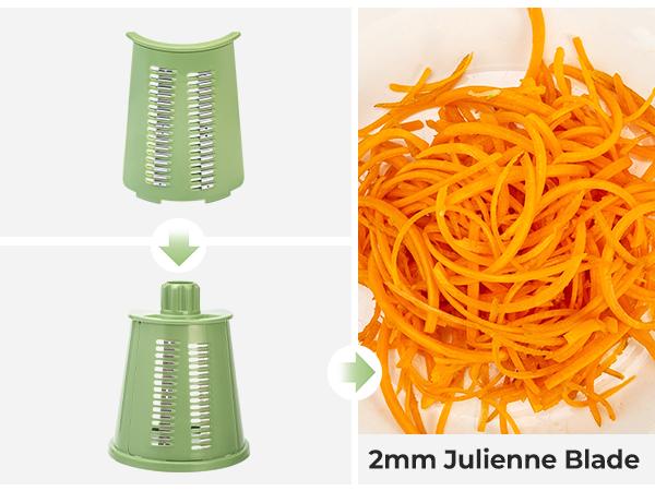 SUSTEAS Rotary Cheese Grater with Handle, 5 Well-Designed Blades and Strong Suction Cup Base, Mandoline Slicer Utensils Retro Green Kitchen Gadgets Vegetable Fruit Cutter